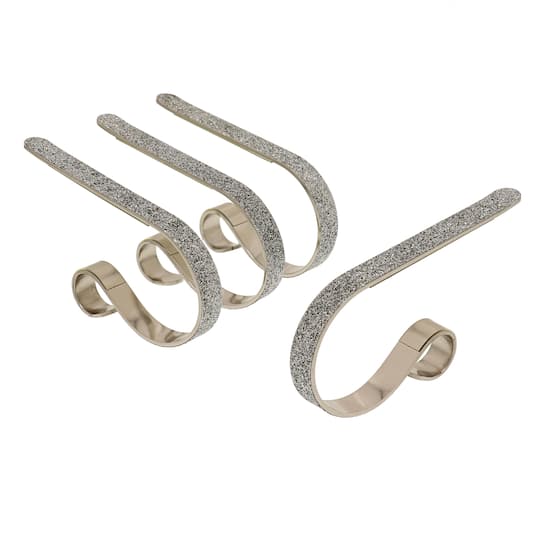 Original MantleClip® Silver Glitter Stocking Holders, 4ct.